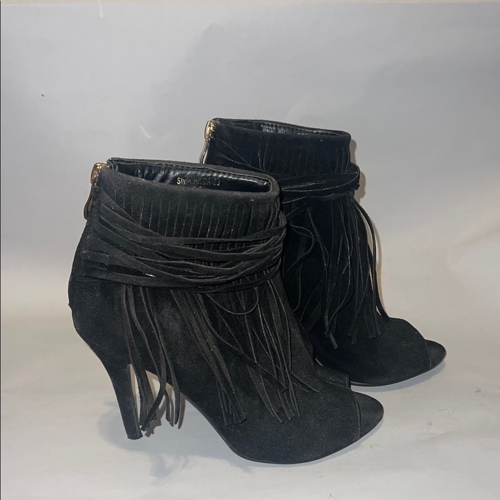 Stylish Black Fringe Ankle Boots